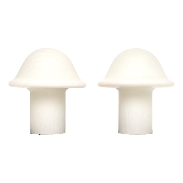 Large Vintage Murano Glass Mushroom Lamps, 1970s, Set of 2 For Sale