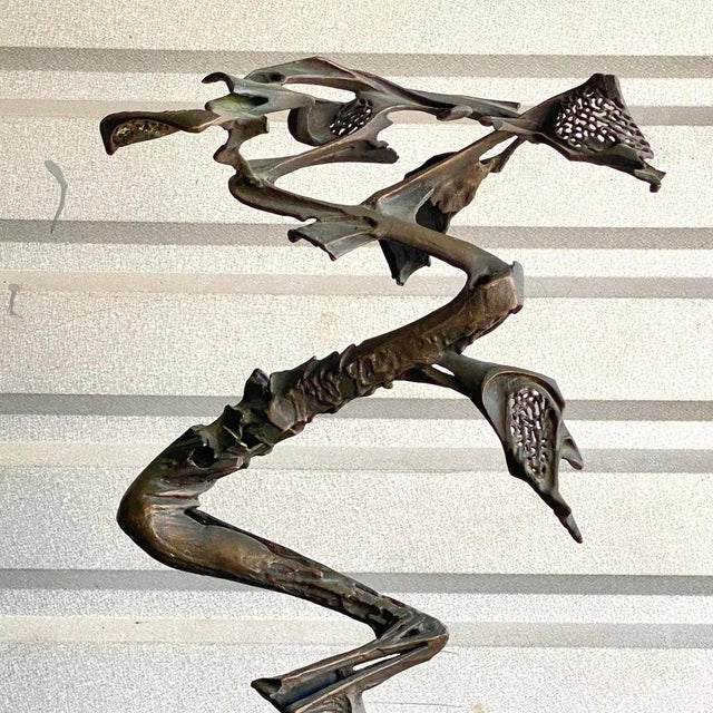 Midcentury Brutalist Bronze Abstract Sculpture Signed Robert Cool For Sale - Image 12 of 16