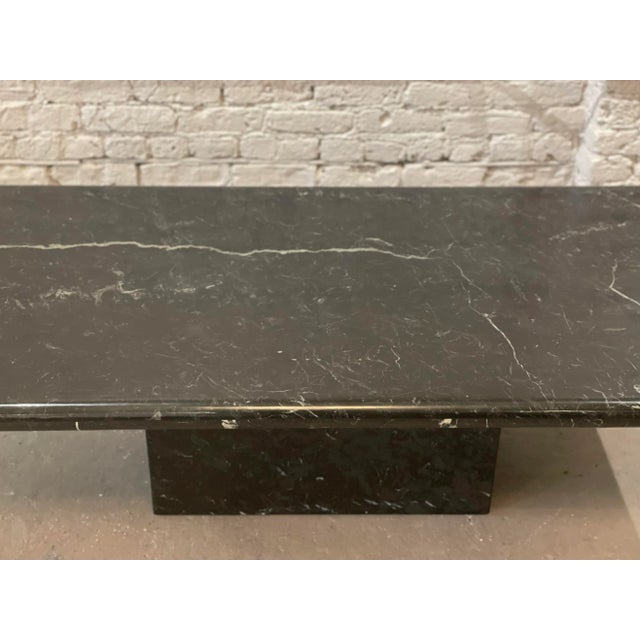 1980s Vintage Nero Marquina Postmodern Black Marble Coffee Table For Sale - Image 9 of 12