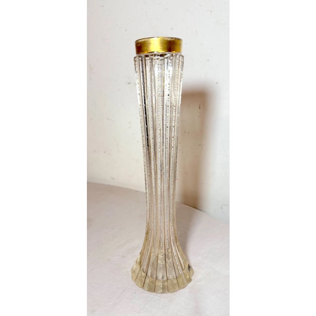 Antique Handmade Czech Moser Cut Gold Gilded Glass Crystal Bud Flower Vase For Sale In New York - Image 6 of 11