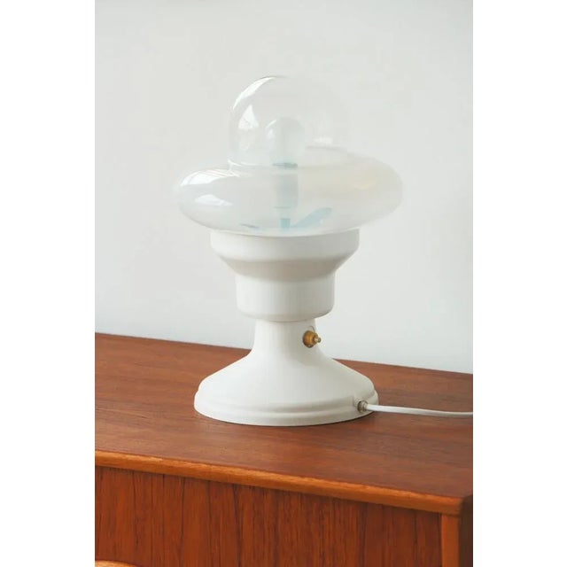 Glass White Table Lamp, 1970s For Sale - Image 7 of 8
