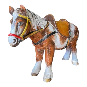 Monumental Hollywood Regency Italian Terracotta Western Horse Figurine - 38 Inches