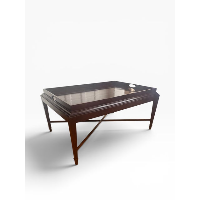Early 20th Century Early 20th Century Barbara Barry for Baker Mahogany Tray-Top Coffee Table For Sale - Image 5 of 18