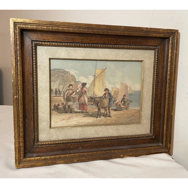 Antique 1800's Original Watercolor Trading Landscape Nautical Sailboat Painting For Sale In New York - Image 6 of 12