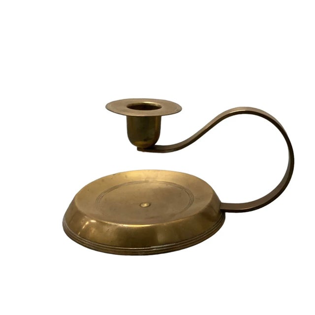 Pair of Brass Candlesticks, Europe 1950s For Sale - Image 4 of 6