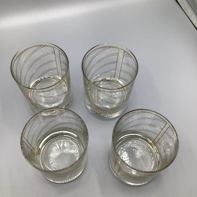 Gold Spiral Striped Culver Lowball Glasses - Set of 4 For Sale - Image 12 of 13