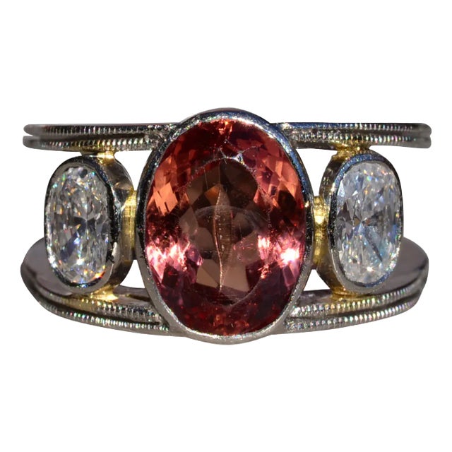 The Russeldale: Ladies Vintage Platinum Ring set with Topaz and Diamonds For Sale
