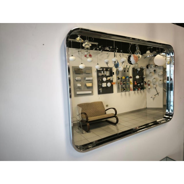 Silver Vintage Chrome Mirror, 1970s For Sale - Image 8 of 10