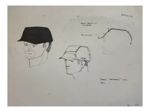 Raymond Loewy & William Snaith, Helmeted Man 3 for NASA, 1968, Pencil Drawing