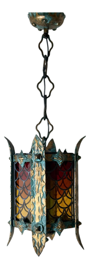 Italian Giant Hanging Lantern with Glass,1960s