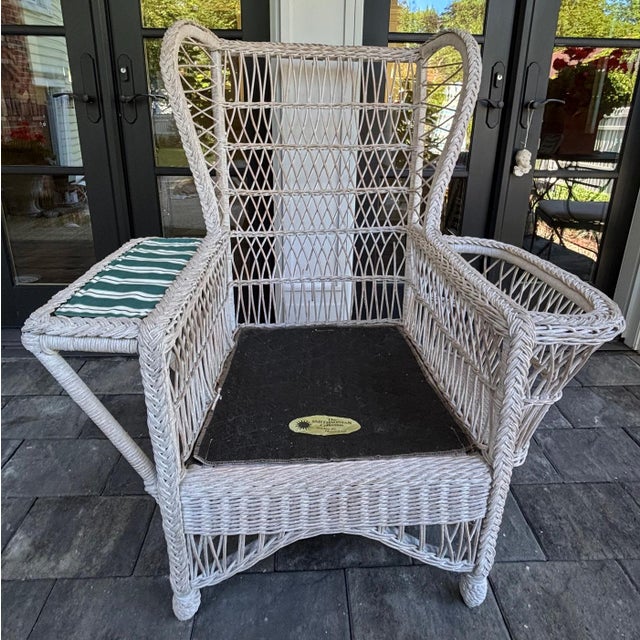 Wood 1980s Henry Link Smithsonian Collection Wicker Chair For Sale - Image 7 of 9