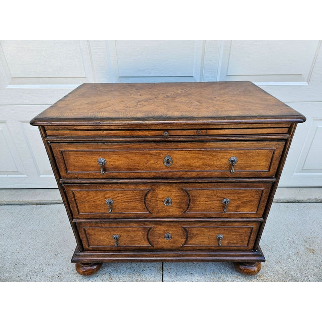 English English William and Mary Style Three Drawer Chest or Side Table For Sale - Image 3 of 15
