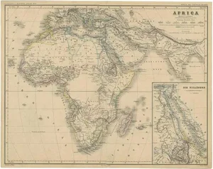 Antique Map of the African Continent with Inset of the Nile River Delta, 1870