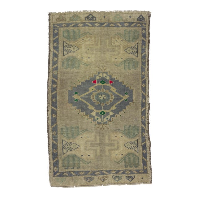 1960s Turkish Mini Washed Out Rug For Sale