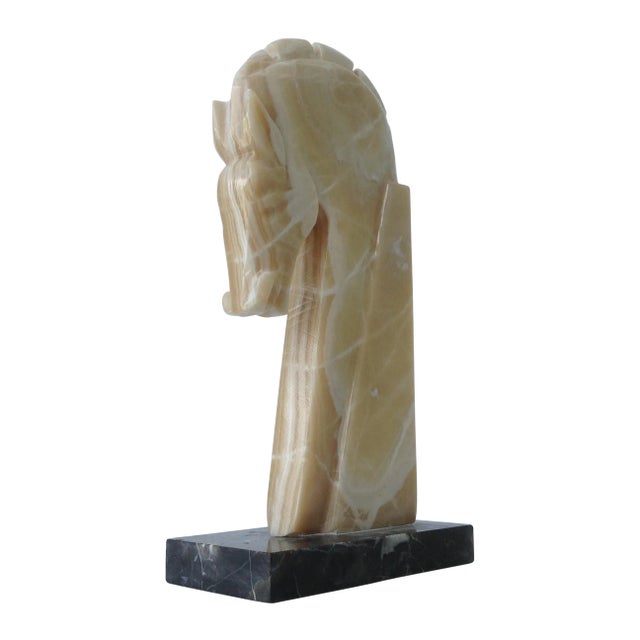 Vintage C.1970's Tall Marble Trojan Horse on Marble Base For Sale