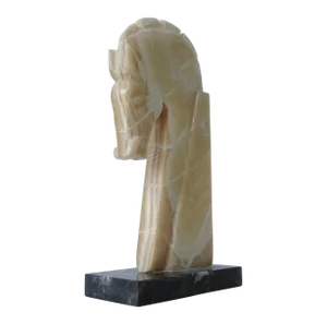 Vintage C.1970's Tall Marble Trojan Horse on Marble Base