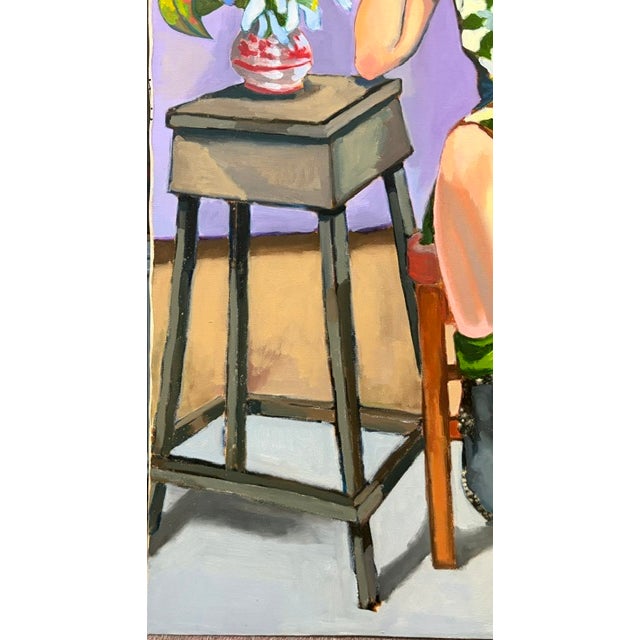 Paint American Modernism Painting - Floral Dress, Signed For Sale - Image 7 of 9