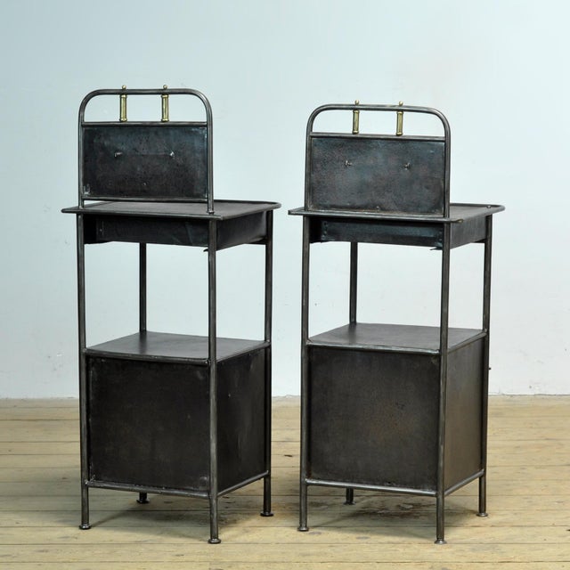 Vintage Iron Nightstands, 1910, Set of 2 For Sale - Image 12 of 13