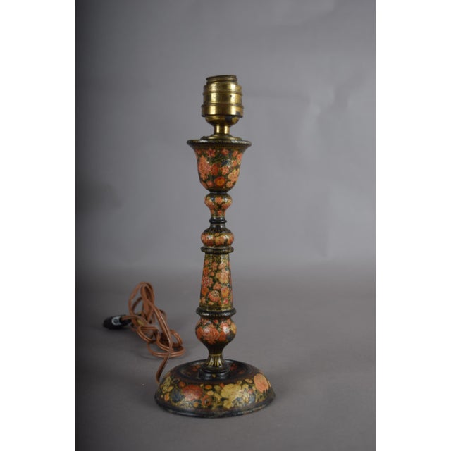 Antique Hand-Painted Kashmiri Wooden Table Lamp Base, 1910s For Sale - Image 16 of 16
