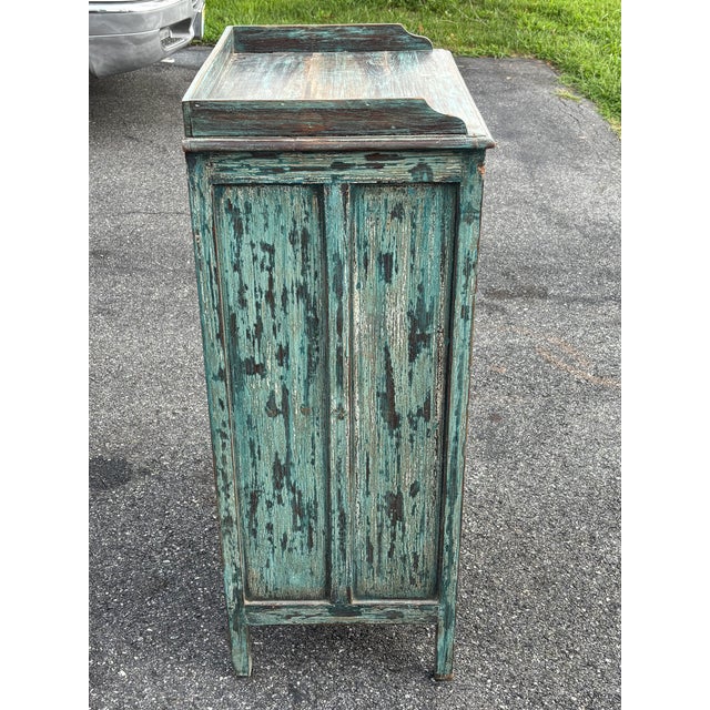 Early 20th Century. Artisan Painted Two Door Display Cabinet For Sale - Image 4 of 14