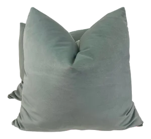 Cotton Velvet in Mineral 22” Pillows - a Pair