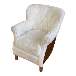 Contemporary Lee Industries Wool Shearling Club Chair For Sale