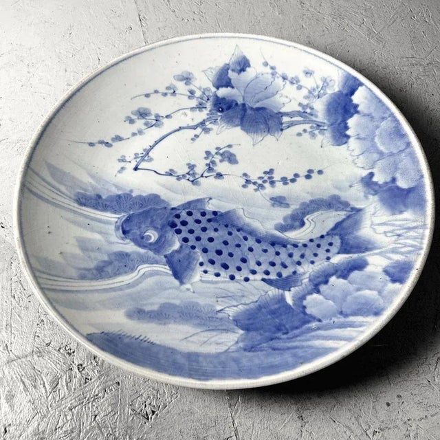 Ceramic Meiji Era Decorative Plate with Koi Motif, Japan, 1900s For Sale - Image 7 of 13