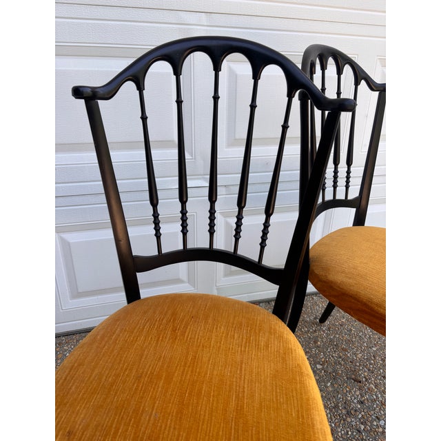 Vintage Mid Twentieth Century 1950’s Black Italian Chiavari Chairs, a Pair For Sale - Image 6 of 10