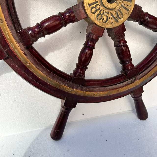 Wood Antique Napoleon III Ships Wheel, 1885 For Sale - Image 7 of 18