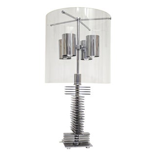 Mid-Century Modern Italian Table Lamp in Chromed Metal and Acrylic Glass, 1970s For Sale