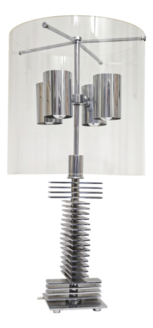 Mid-Century Modern Italian Table Lamp in Chromed Metal and Acrylic Glass, 1970s