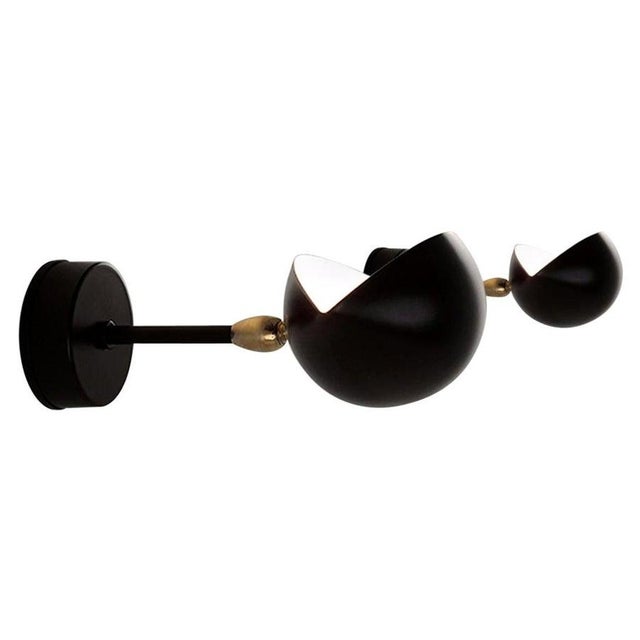 Black Mid-Century Modern Black Eye Sconce Wall Lamp Set by Serge Mouille, Set of 2 For Sale - Image 8 of 8