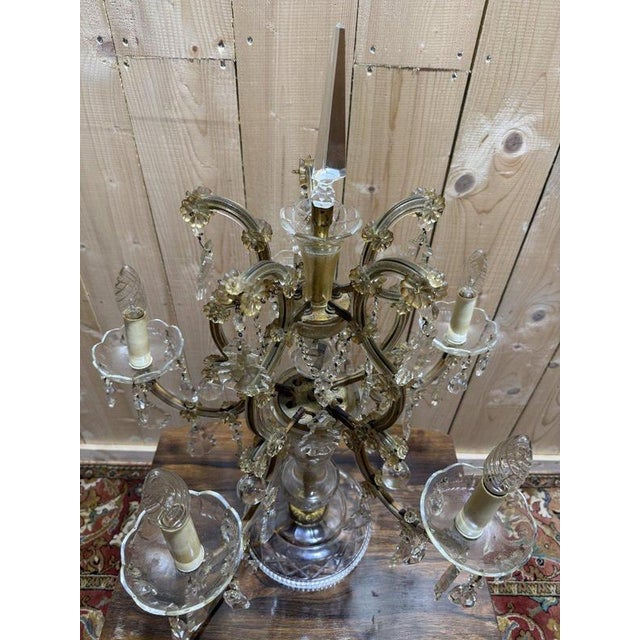 Traditional Large Bohemian Crystal Girandole For Sale - Image 3 of 7