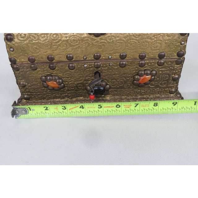 Brass Plated Box Domed Vanity Jewelry Decorative Vintage Chest With Key 4711b For Sale - Image 15 of 15