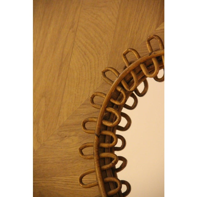 Oval Rattan and Bamboo Wall Mirror in the style of Franco Albini, 1960s For Sale - Image 4 of 12