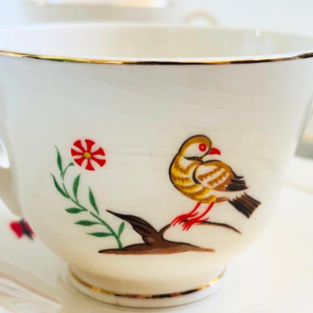 Mid 20th Century Scandinavian Farmhouse Teacups and Saucers by Figgjo, Norway - Set of 4 For Sale - Image 5 of 12