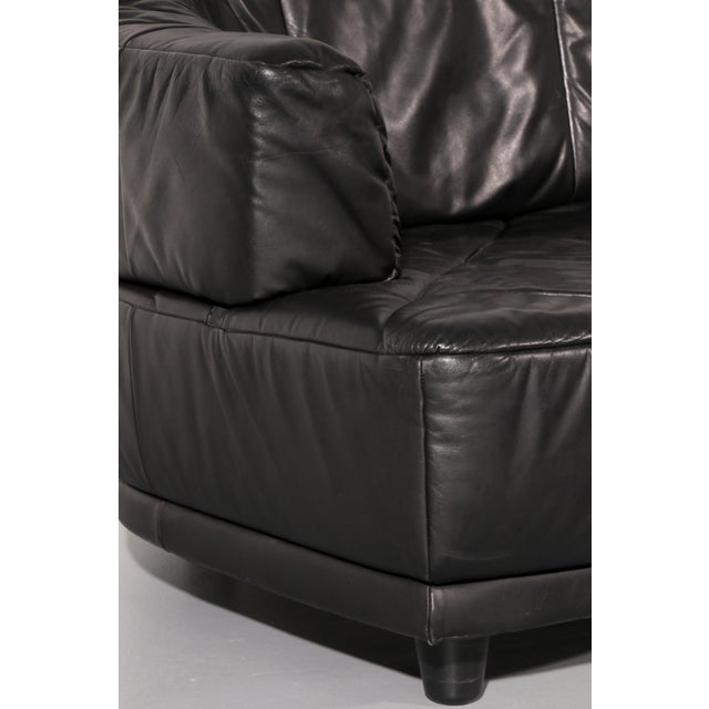 Modular Sofa in Black Leather, 1980, Set of 4 For Sale - Image 4 of 12