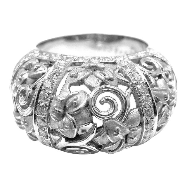 Carrera Y Carrera Taj Mahal 18k White Gold Diamond Ring Cert., size 8 For Sale