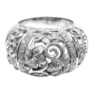 Carrera Y Carrera Taj Mahal 18k White Gold Diamond Ring Cert., size 8