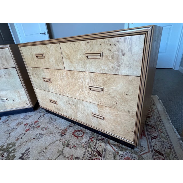 1980s Pair of Vintage Henredon Scene Two Burlwood Dressers For Sale - Image 5 of 8