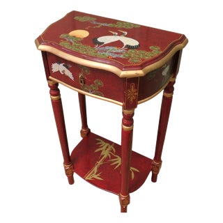 Red Lacquer Chinoiserie Side Table, 1920 For Sale