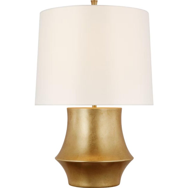 Modern AERIN by Visual Comfort Signature Lakmos Small Table Lamp in Gild with Linen Shade For Sale - Image 3 of 3