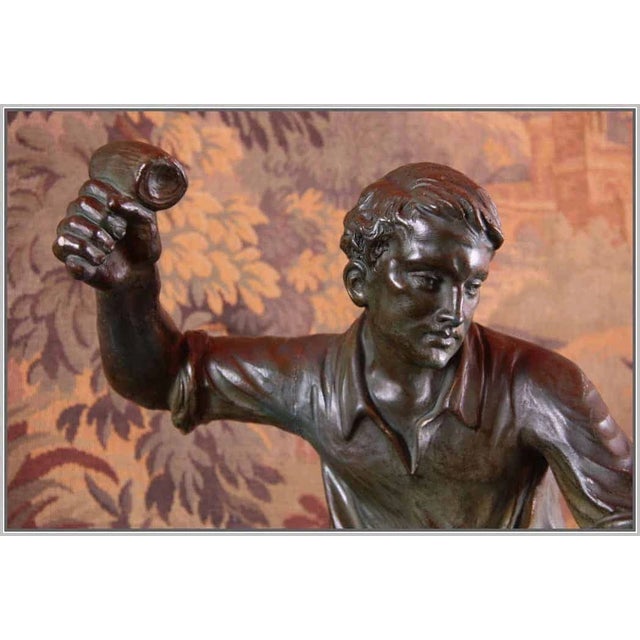 Unknown Artist, Worker Sculpture, Patinated Metal on Marble Base For Sale - Image 3 of 6
