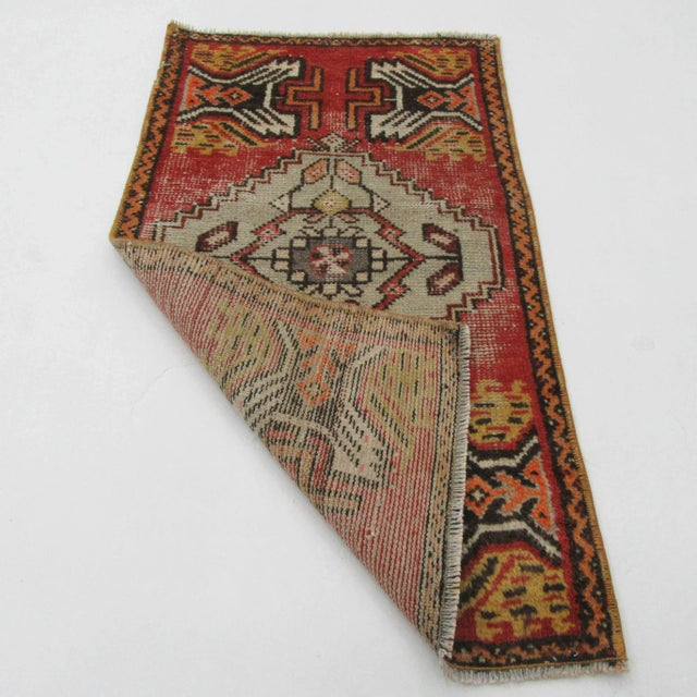 Mid-Century Modern Vintage Turkish Mini Rug For Sale - Image 3 of 4
