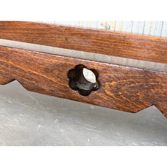 18th Carved Two-Drawer Baroque Spanish Walnut Console Table With Iron Hardware For Sale - Image 11 of 13