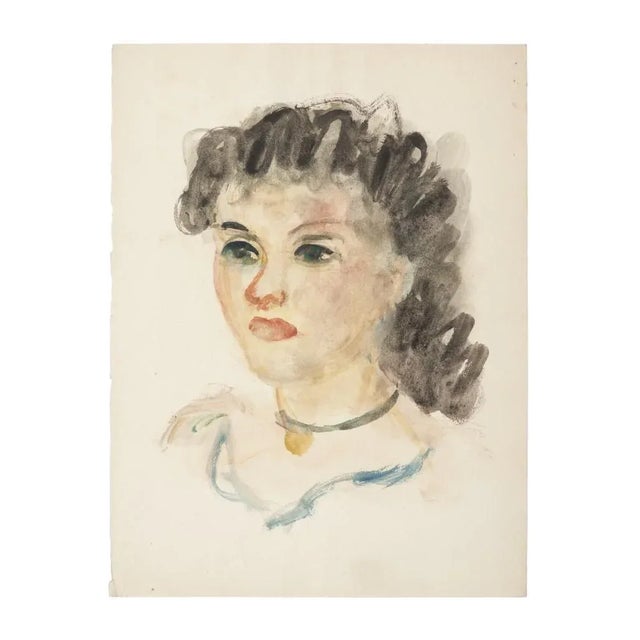 Woman's Face is an original painting artwork in mixed media on paper realized by the Greek-French artist Alkis Matheos ....