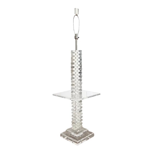Postmodern Stacked Lucite Floor Lamp/Side Table For Sale