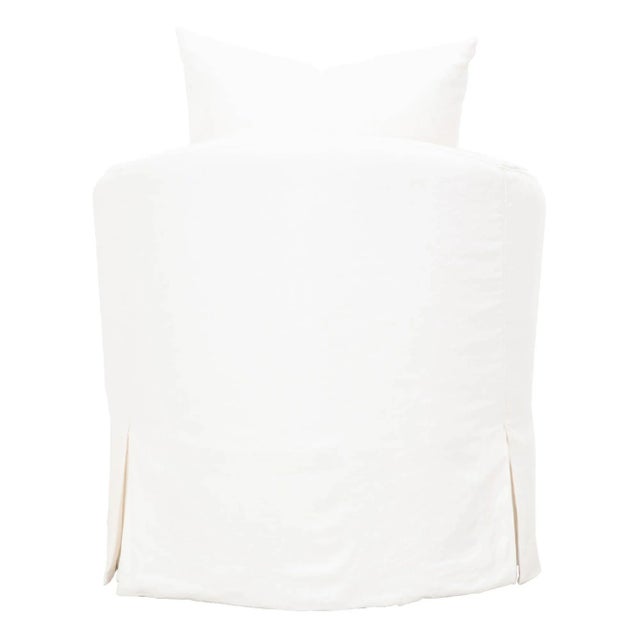 Faye Slipcover Swivel Club Chair, Cream Crepe For Sale - Image 9 of 10