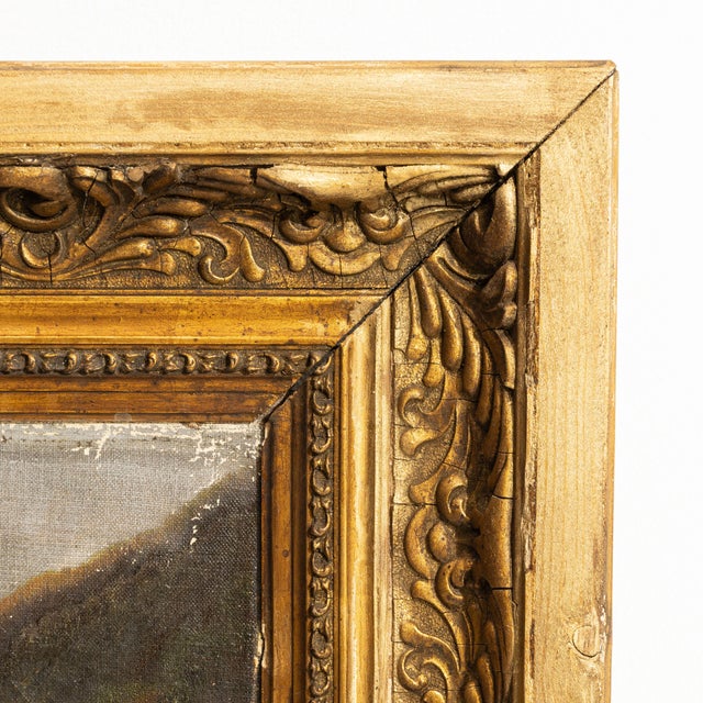 19th Century France Green Canvas Painting For Sale - Image 14 of 15