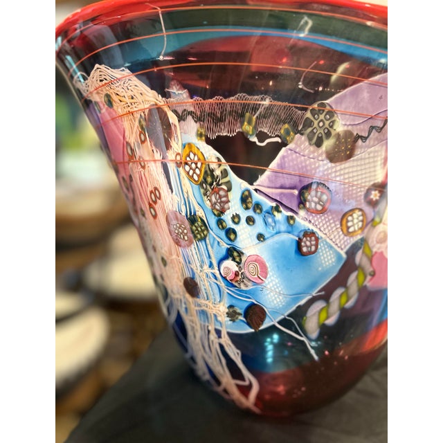 1980s Wes Hunting Glass Art Vase For Sale - Image 4 of 8